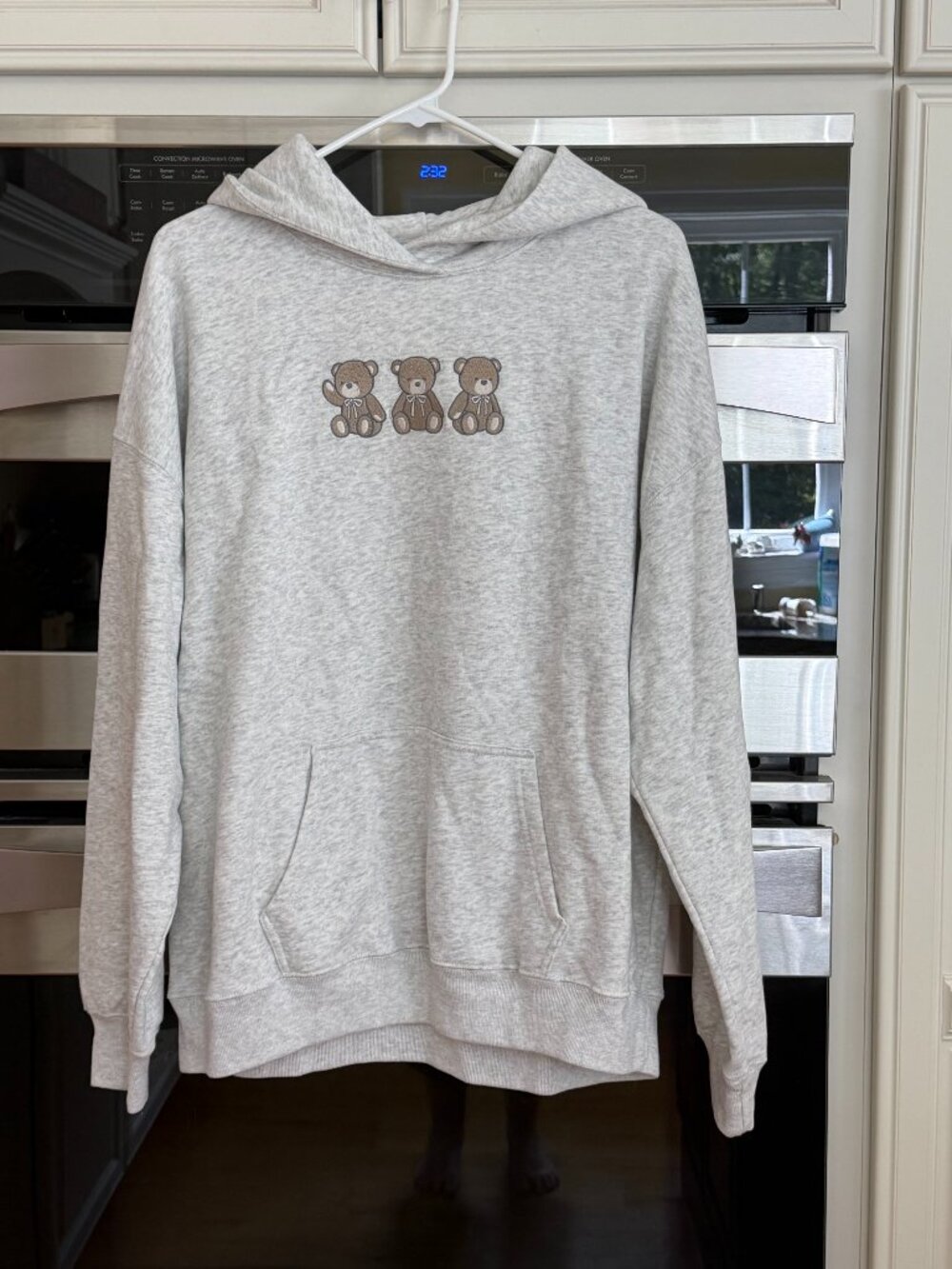 Hollister gray teddy bear hoodie - Medium